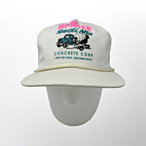 Vintage 80's Style Bi Rite Redi Mix Concrete Corp White Snapback Trucker Hat